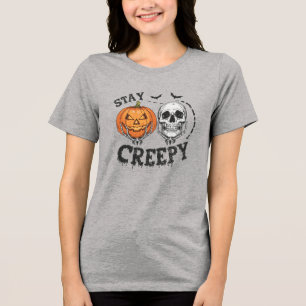 Vintager Horror Skeleton Hand - Bleibe Creepy Tri-Blend Shirt