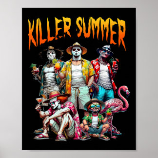 Vintager Horror Summer Vibes Funny Halloween Summe Poster