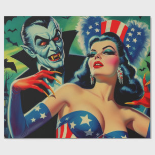 Vintager Horror Vampire Girl Geschenkpapier