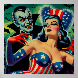 Vintager Horror Vampire Girl Poster