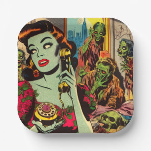 Vintager Horror Zombie Comicen Pappteller