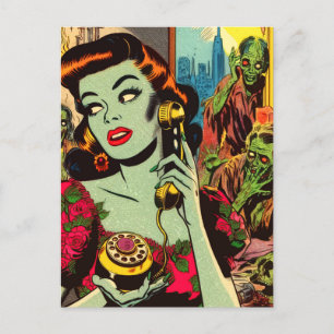 Vintager Horror Zombie Comicen Postkarte