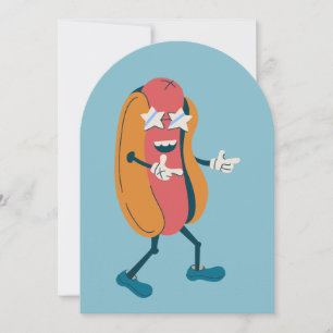 Vintager Hot Dog in den 70er Jahren lustig Einladung