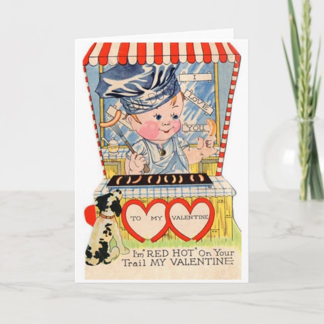 Vintager Hot Dog Stand Valentinstag Karte (Vorderseite)