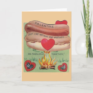 Vintager Hot Dog und Senf Valentine Feiertagskarte