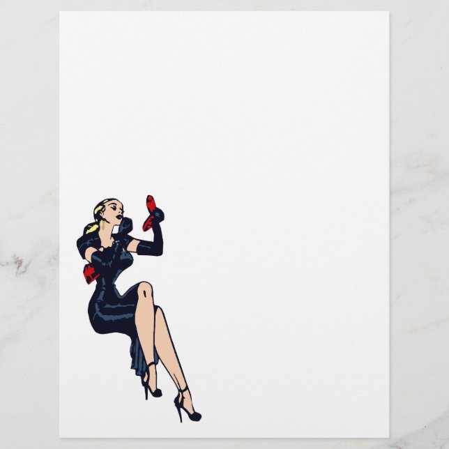 Vintager Hübscher Blonde Retro Glamour Pinup (Vorderseite)