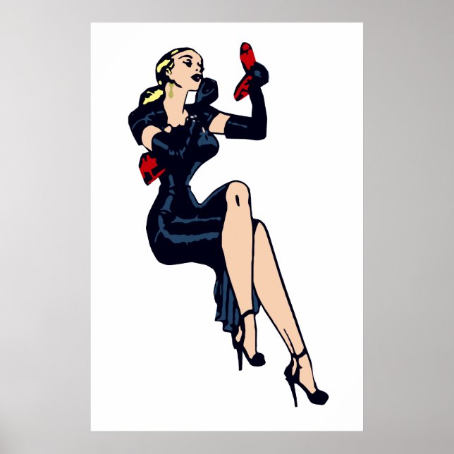 Vintager Hübscher Blonde Retro Glamour Pinup Poster (Vorne)