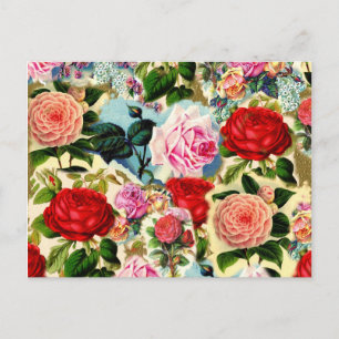 Vintager hübscher Chic-BlumenRosen-Garten-Collage Postkarte