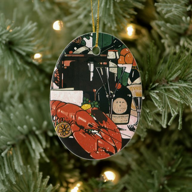 Vintager Hummer Champagner; Extravagantes elegante Keramikornament (Baum)