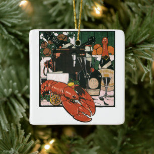 Vintager Hummer Champagner; Extravagantes elegante Keramikornament