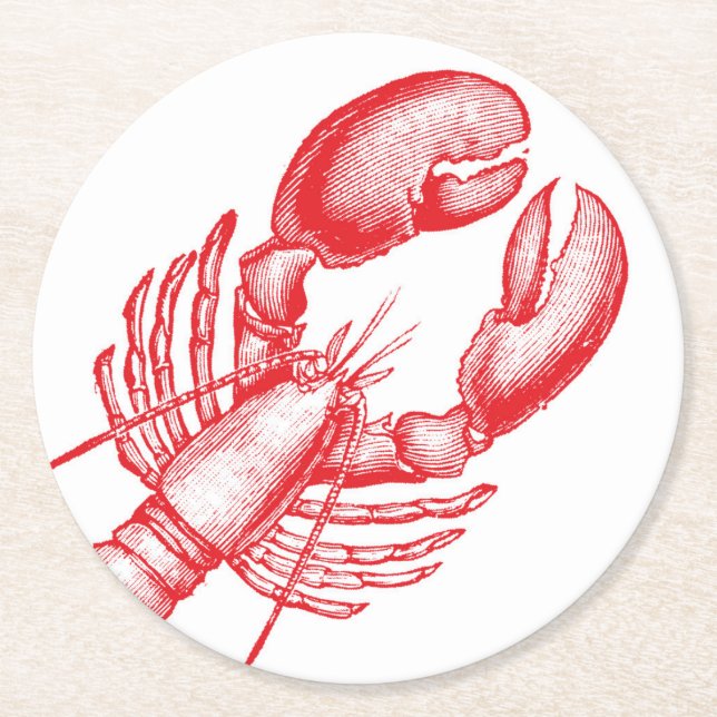 Vintager Hummer-Untersetzer Runder Pappuntersetzer (Vorderseite)