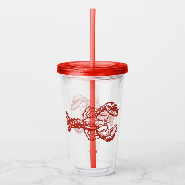 Vintager Hummerholz, rot Acryltrinkbecher (Vorderseite)