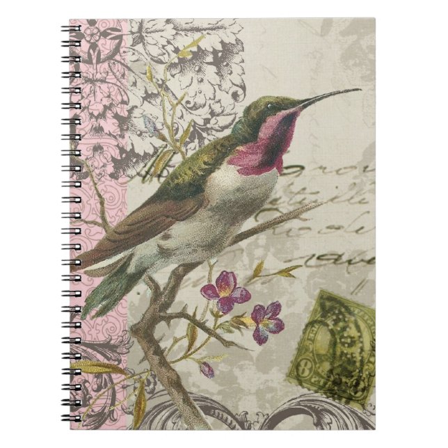 Vintager Hummingbird...Notizbuch Notizblock (Vorderseite)