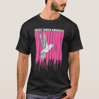 Vintager Hummingbird Pink Ribbon Brustkrebs Krieg T-Shirt