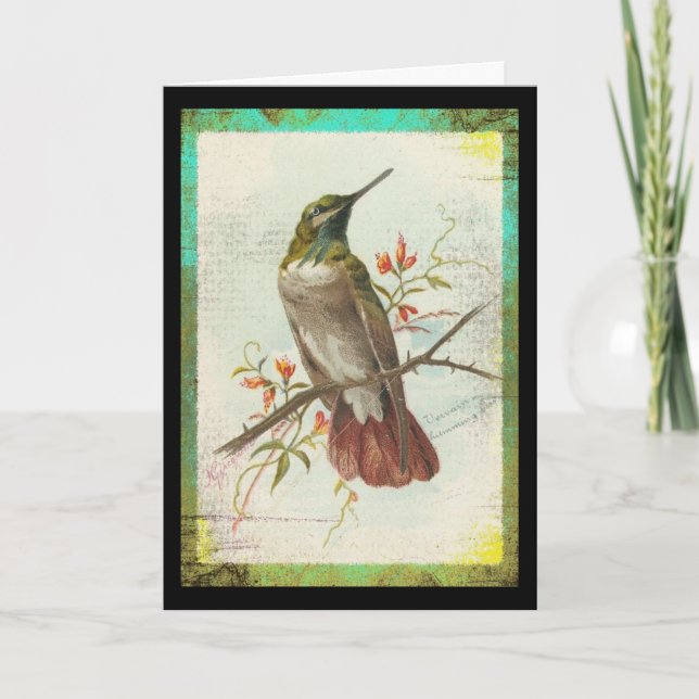 Vintager Hummingvogel Karte (Vorderseite)