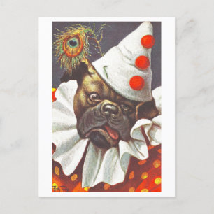 Vintager Hund als Clown-Postkarte verkleidet Postkarte