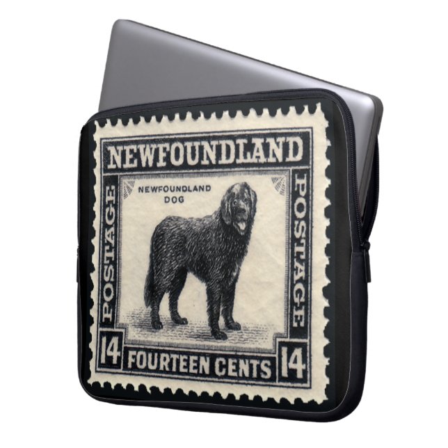 Vintager Hund aus Neufundland Laptopschutzhülle (Vorderseite Links)