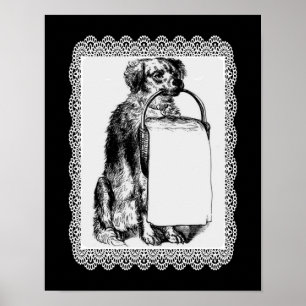 Vintager Hund Basket Stift Kunstposter Poster