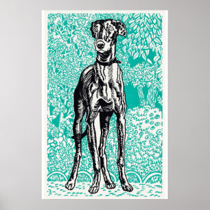 Vintager Hund Greyhound (1912) von Moriz Jung Poster