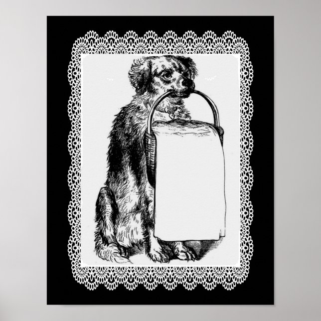 Vintager Hund mit Stift Poster (Vorne)