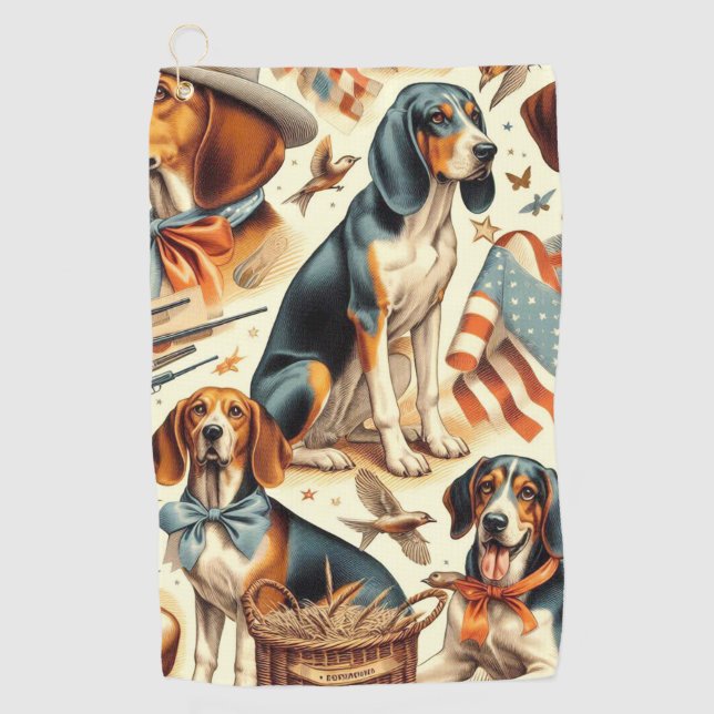 Vintager Hund nahtlos Golfhandtuch (Vorderseite)