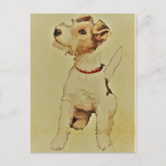 Vintager Hund Print Fox Terrier Postkarte (Vorderseite)