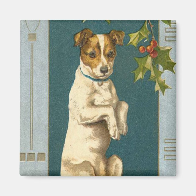 Vintager Hundemagnet für Feiertage Magnet (Vorne)