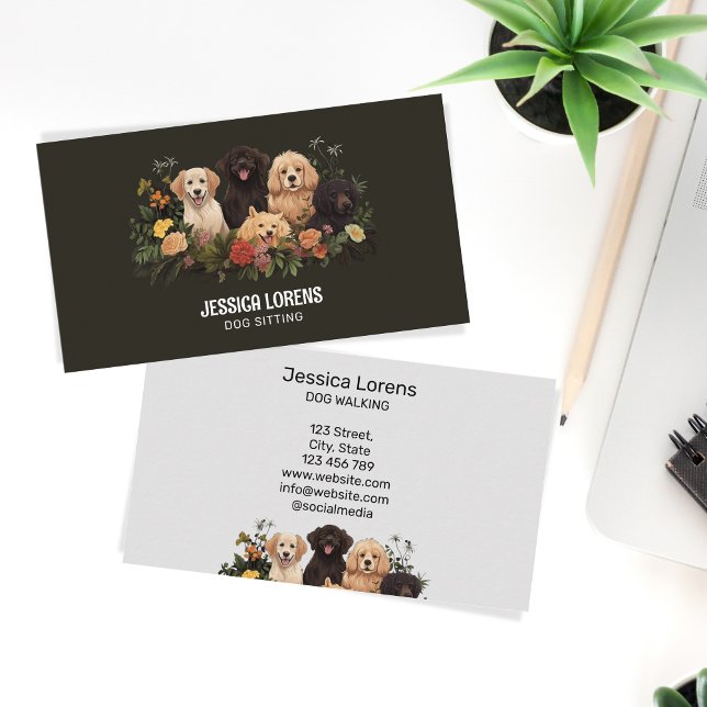 Vintager Hundesitz, Haustier-Groomer, Tierarzt Visitenkarte (Von Creator hochgeladen)