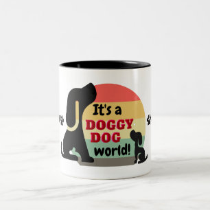 Vintager Hundewelpen Zweifarbige Tasse