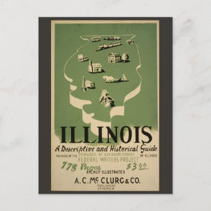 Vintager Illinois Retro Reiseführer Postkarte