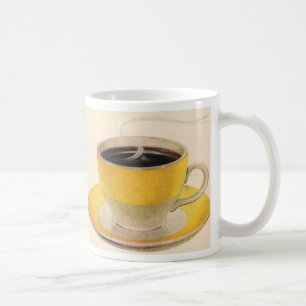 Vintager Illustrationskaffee im Gelben Cup Kaffeetasse