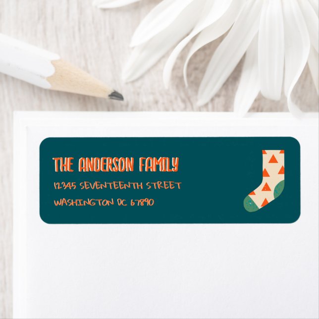 Vintager Illustrierter Blauer Weihnachtssockel (Insitu)