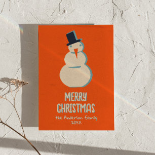 Vintager Illustrierter Schneemann Weihnachten Non-