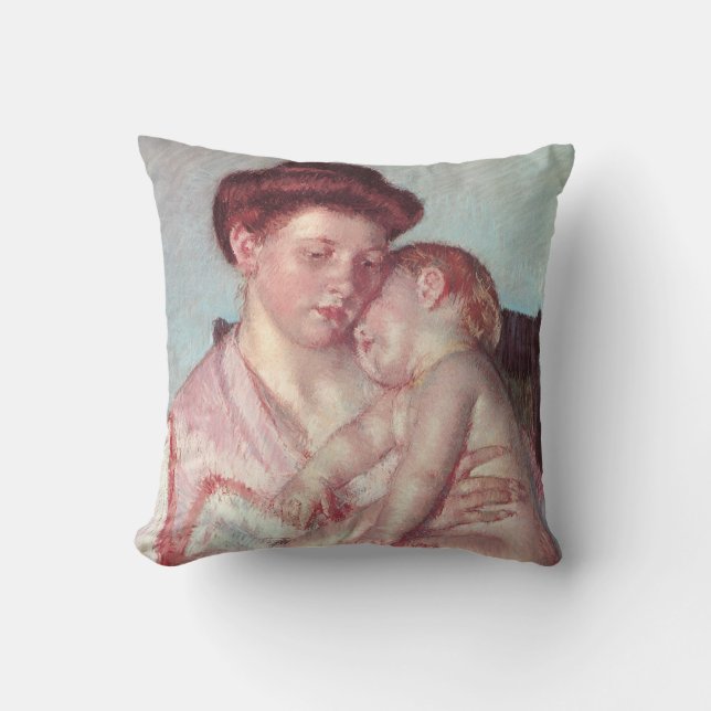 Vintager Impressionismus, Sleepy Baby von Mary Cas Kissen (Vorderseite)