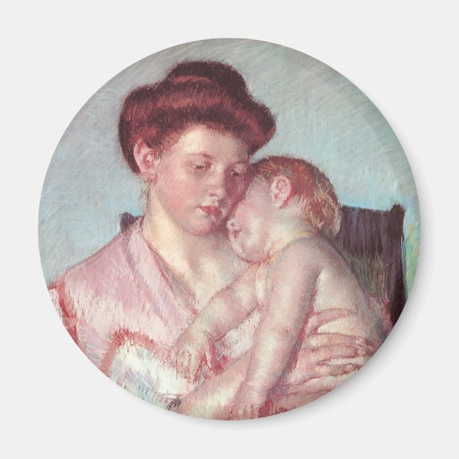 Vintager Impressionismus, Sleepy Baby von Mary Cas Magnet (Vorne)