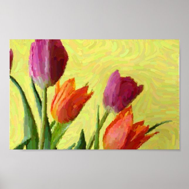 Vintager Impressionist Tulips Poster (Vorne)