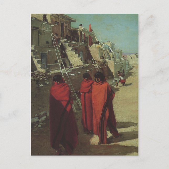 Vintager Indianer Hopi Pueblo von Louis Akin Postkarte (Vorderseite)