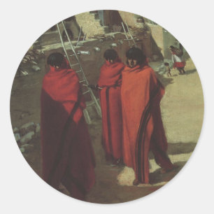 Vintager Indianer Hopi Pueblo von Louis Akin Runder Aufkleber