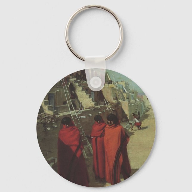 Vintager Indianer Hopi Pueblo von Louis Akin Schlüsselanhänger (Vorderseite)