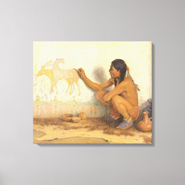 Vintager Indianer, indischer Künstler von Couse Leinwanddruck (Vorderseite)