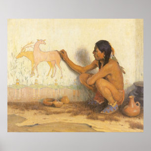 Vintager Indianer, indischer Künstler von Couse Poster
