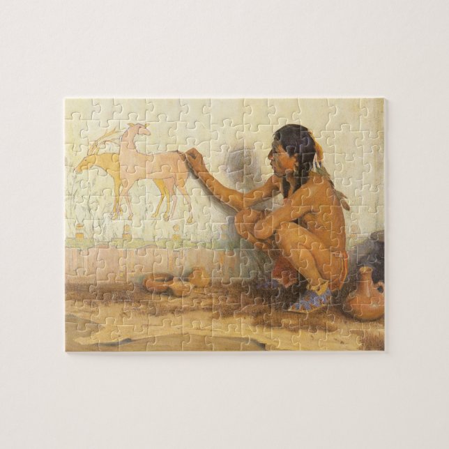 Vintager Indianer, indischer Künstler von Couse Puzzle (Horizontal)