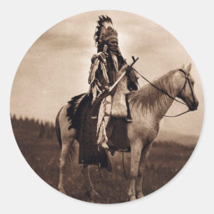 Vintager indischer Kriegs-Leiter Runder Aufkleber