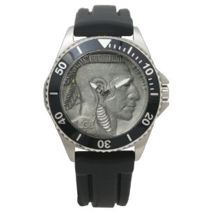 Vintager indischer Leiter Nickel Coin Native Ameri Armbanduhr