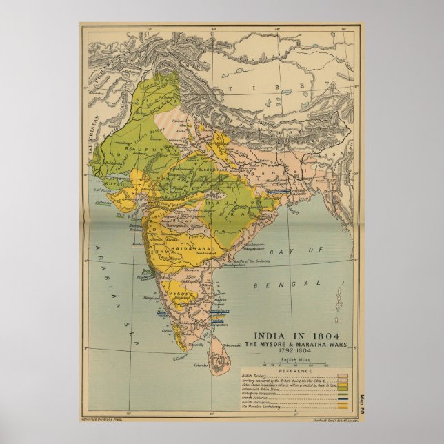 Vintager indischer Maratha und Mysore War Map (180 Poster (Vorne)