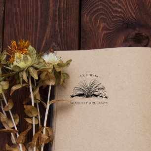 Vintager Individuelle Name Elegantes Bibliotheksbu Gummistempel