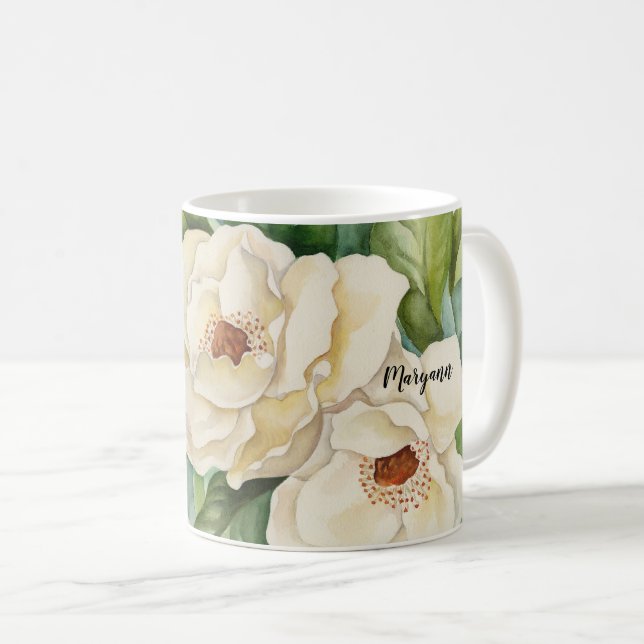 Vintager Individuelle Name Magnolia Flora Wasserfa Kaffeetasse (VorderseiteRechts)