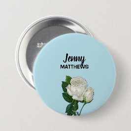 Vintager individuelle Name mit Rosen auf weißem Ro Button
