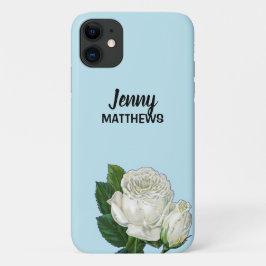 Vintager individuelle Name mit Rosen auf weißem Ro Case-Mate iPhone Hülle