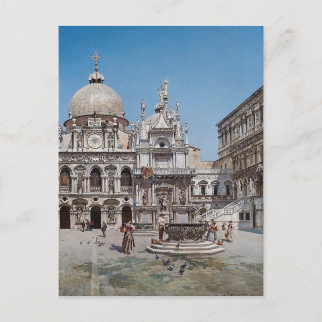 Vintager Innenhof des Dogenpalastes, Venedig Postkarte (Vorderseite)